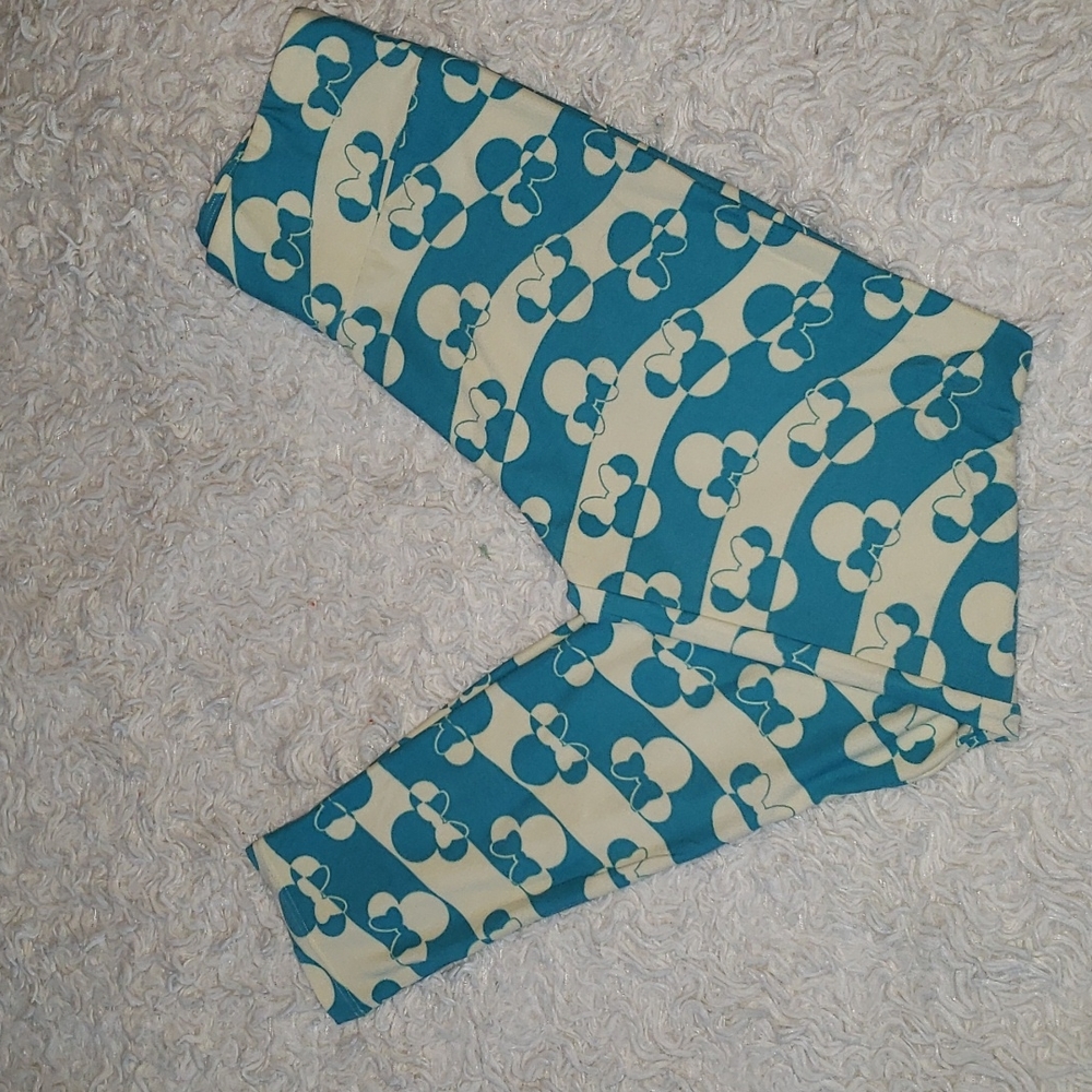 Lularoe Minnie Mouse Blue & White Buttery Soft Legging One Size - Picture 8 of 8
